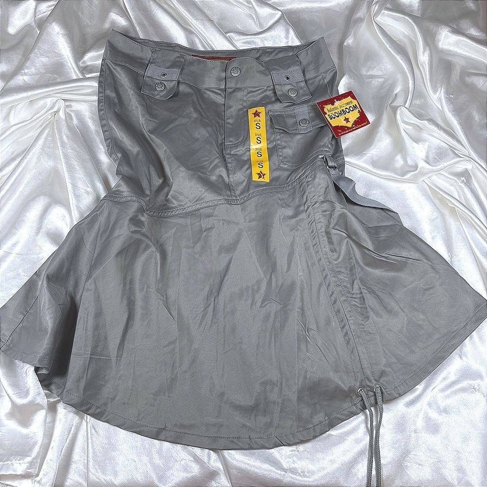 y2k Cargo Skirt Gray NEW Boom Boom Jeans Utility Flared Mini Skirt FS-3068SA